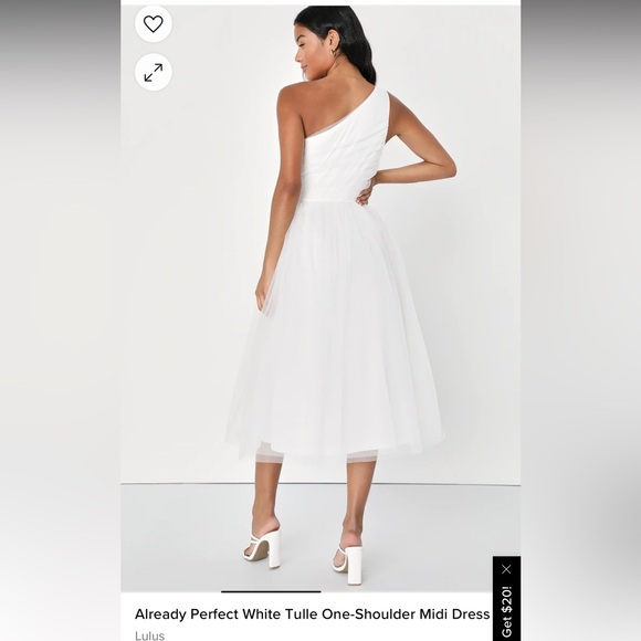 Lulus Already Perfect White Tulle One-Shoulder Midi Dress - Picture 4 of 7